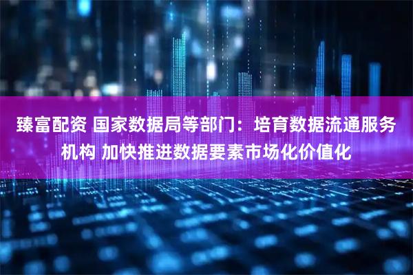 臻富配资 国家数据局等部门：培育数据流通服务机构 加快推进数据要素市场化价值化